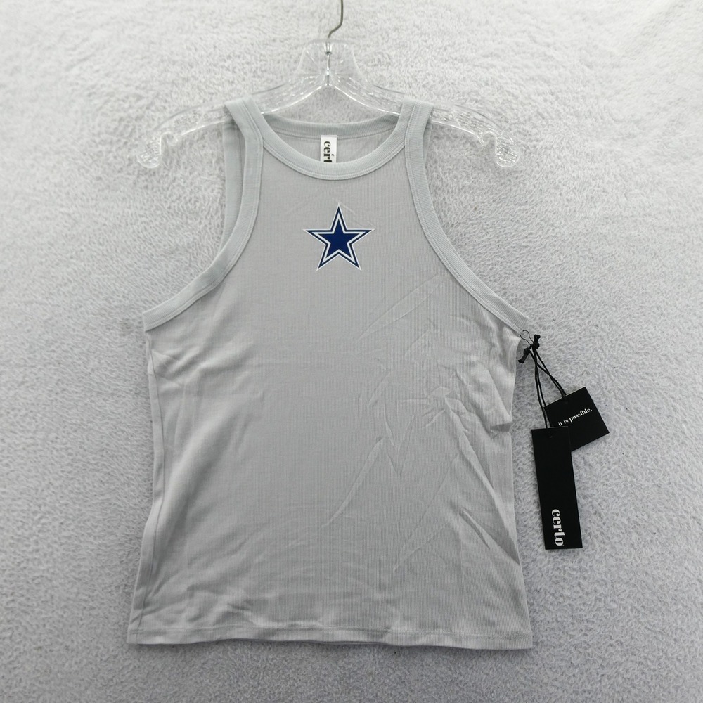 Certo Tank Top Womens Small Dallas Cowboys Gray Ribbed Star Logo Racerback Shirt